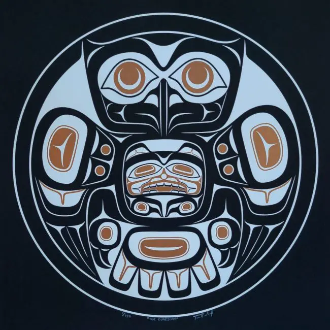 native art print of an owl