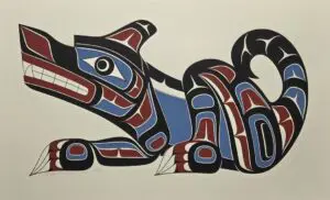 Indigenous art print of a wolf by Alvin Child
