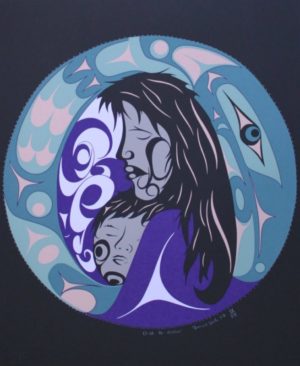 Indigenous art print titled Child To Mother by Francis Dick