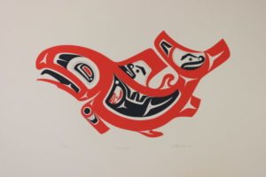 Indigenous print of a salmon
