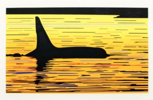 Indigenous art print titled Orca Sunset by Roy Henry Vickers