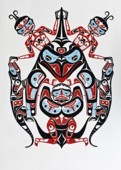 Indigenous art print titled Whale With Sea Otters by Robert Jackson