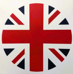 Limited edition indigenous art print titled Truth To Power. It shows a circular Union Jack with a Coast Salish face.
