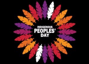 A circle of feathers on Indigenous Peoples Day