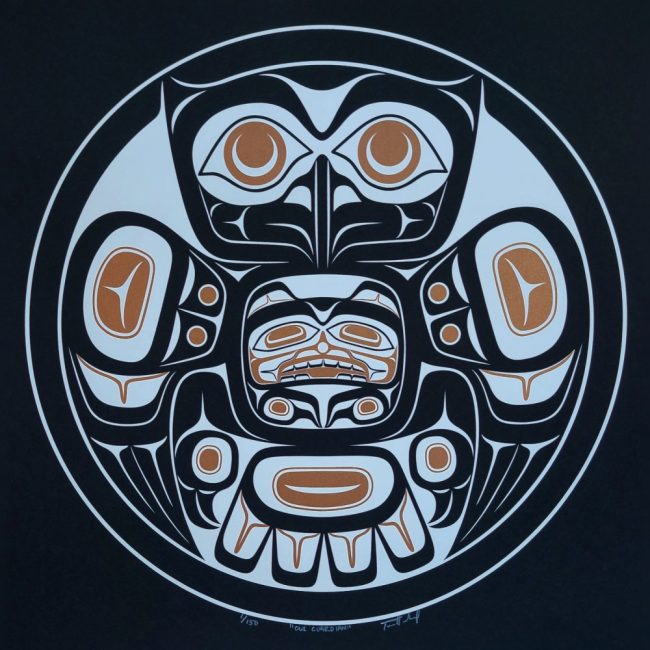 native art print of an owl